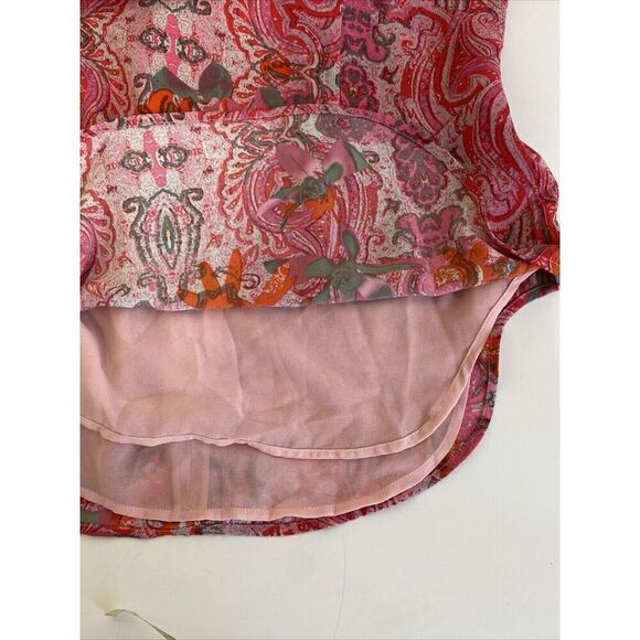 Womens CAbi Top Sleeveless Lined Silky Tunic Blouse Abstract Pink Orange Small - Picture 7 of 10
